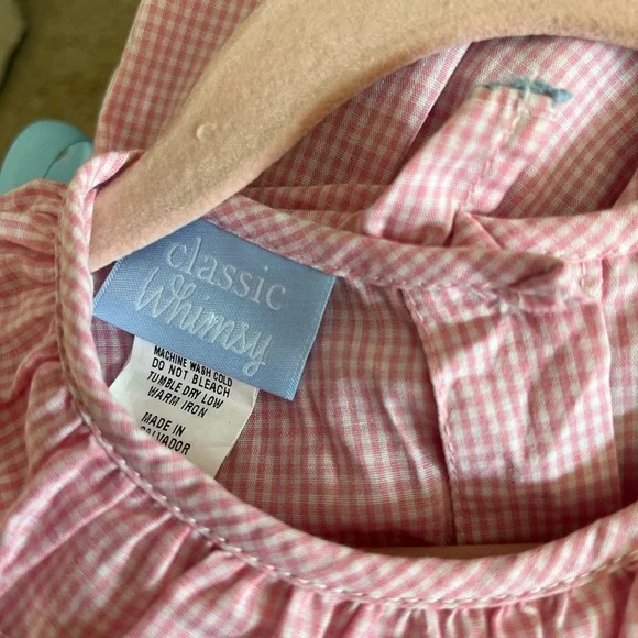 Pink Gingham 'Big Sister' Dress with Blue Accents - Picture 4 of 5